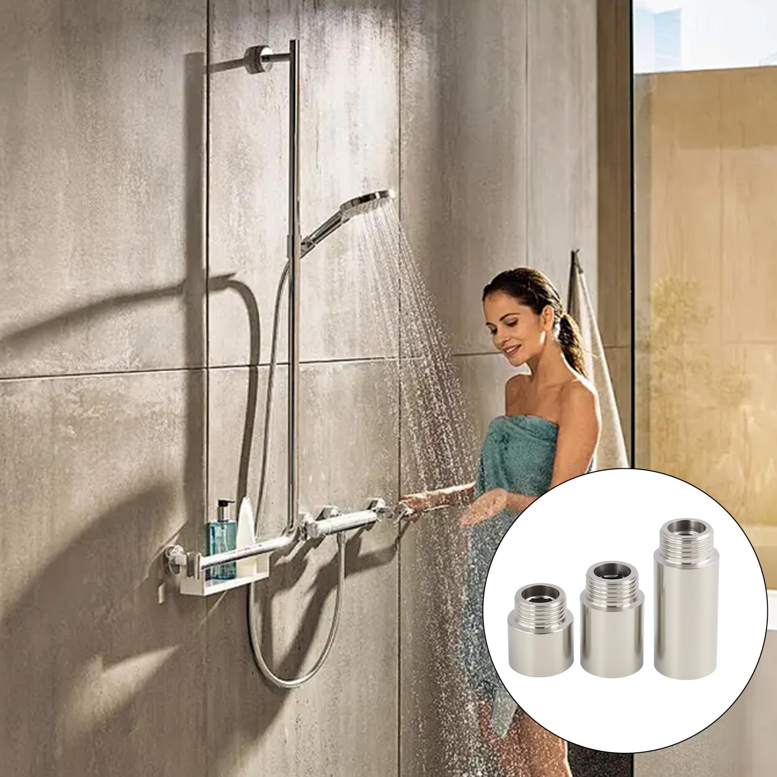6 Piezas Extensiones de Grifo de 1/2 Pulgada, Racor de Prolongación de Acero Inoxidable, Adaptador de Grifo 1/2, Conector de Aireador de Grifo para Ducha y Tuberías de Agua