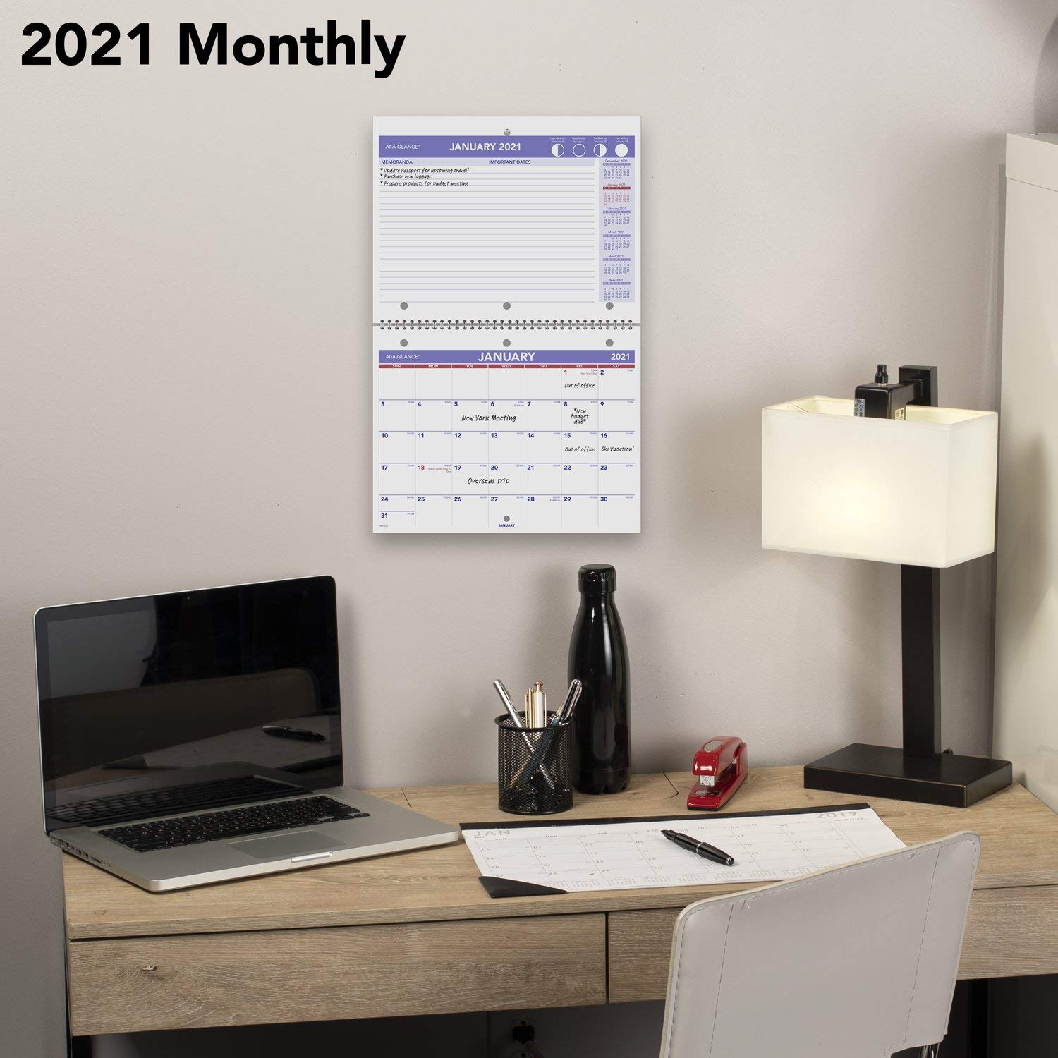 AT-A-GLANCE, Wand- und Tischkalender 2021, 20,3 x 27,9 cm, klein, Spiralbindung (PM1702821)