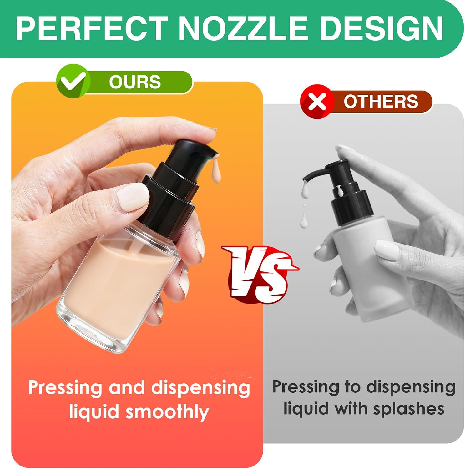 3PCS 60ML/2OZ Empty Clear Glass Bottles with Pump Refillable Vial Cosmetic Dispenser Jars Storage Travel Lotion Container Portable Sample Bottle for Toiletries,Foundation,Cream,Gel,Lotion