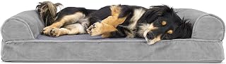 Furhaven Velvet Sofa Style Crate Orthopedic