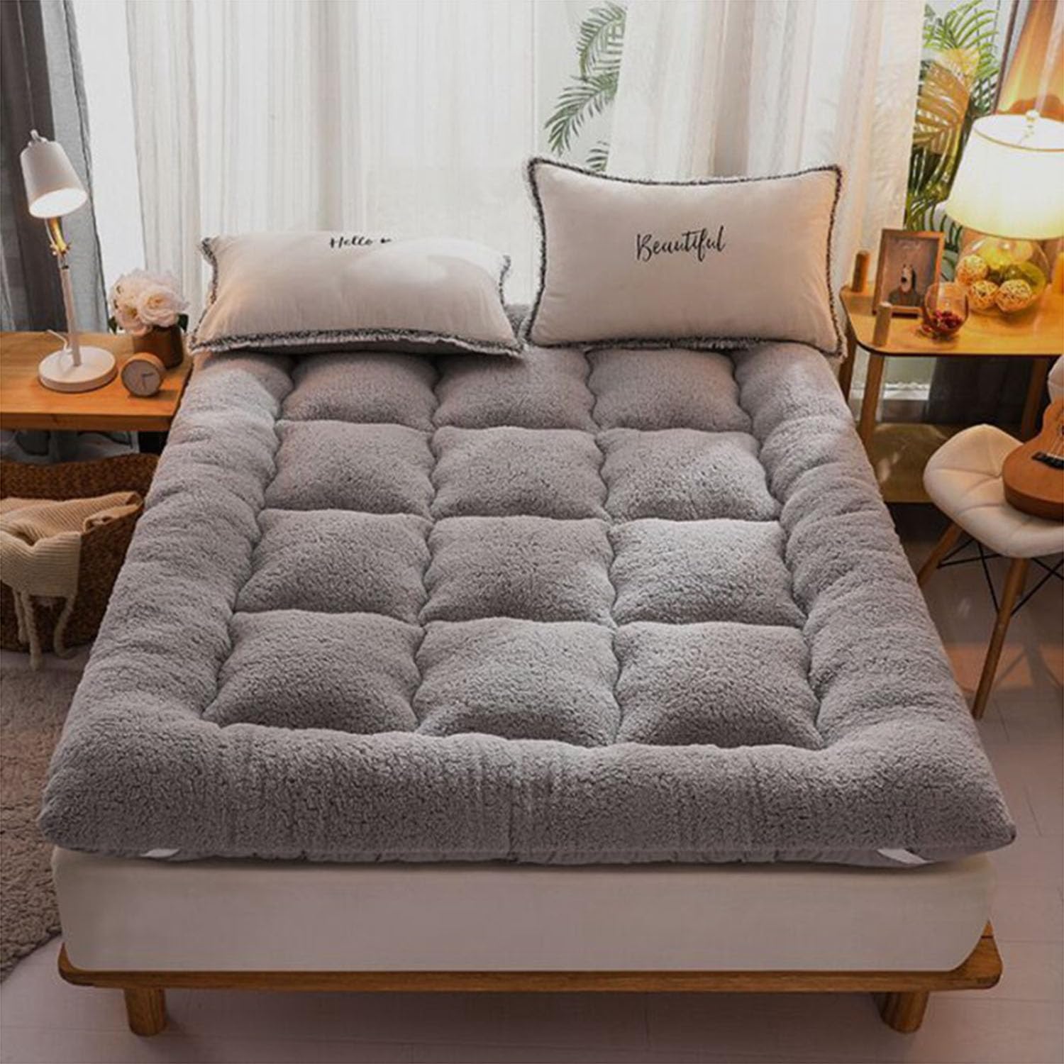 GTHTUHFD Japanese Futon Mattress Thick Soft & Breathable Double Bed Pad Foldable Warm Floor Mat For Spovers Guest Rooms & Everyday T,4-200cm*220cm