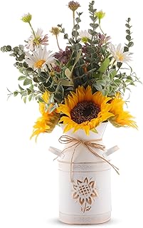Fake Flowers in Vase,Sunflowers Artificial Flowers Silk Flower Arrangeme...