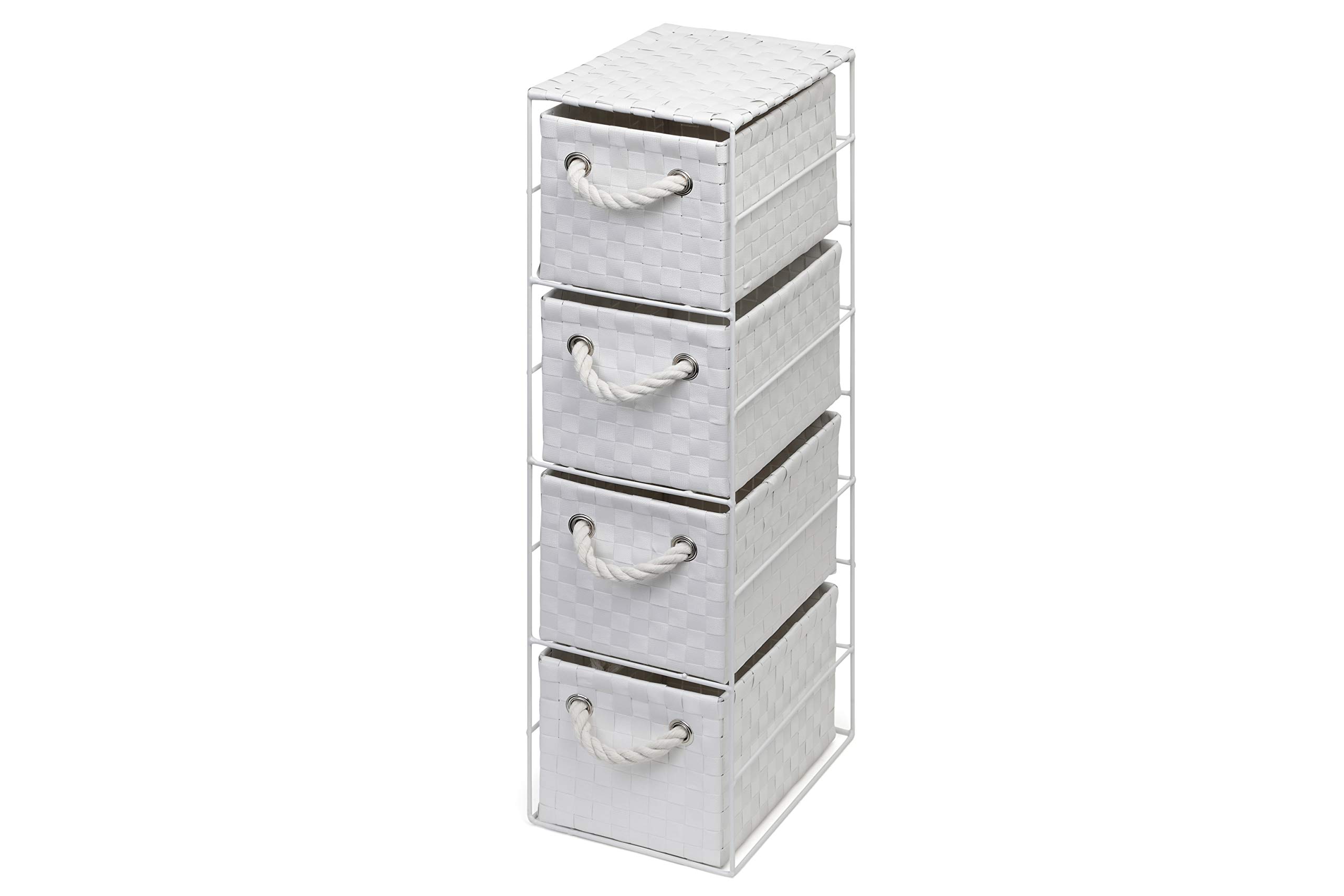 ARPAN - Armario de Almacenamiento con 4 cajones, Color Blanco, Ideal para el hogar, Oficina, Dormitorio, Unidad de 18 x 25 x 65 cm.