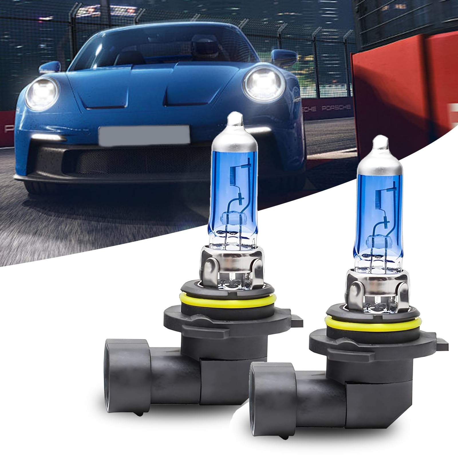 Pack-2 Halogen High Beam Light Replacements, 12V Super Bright 360 Degrees Shockproof Vehicle Lighting Accessories, Universal Automotive Low Beam Light for Truck SUV Car (White Light #9006)