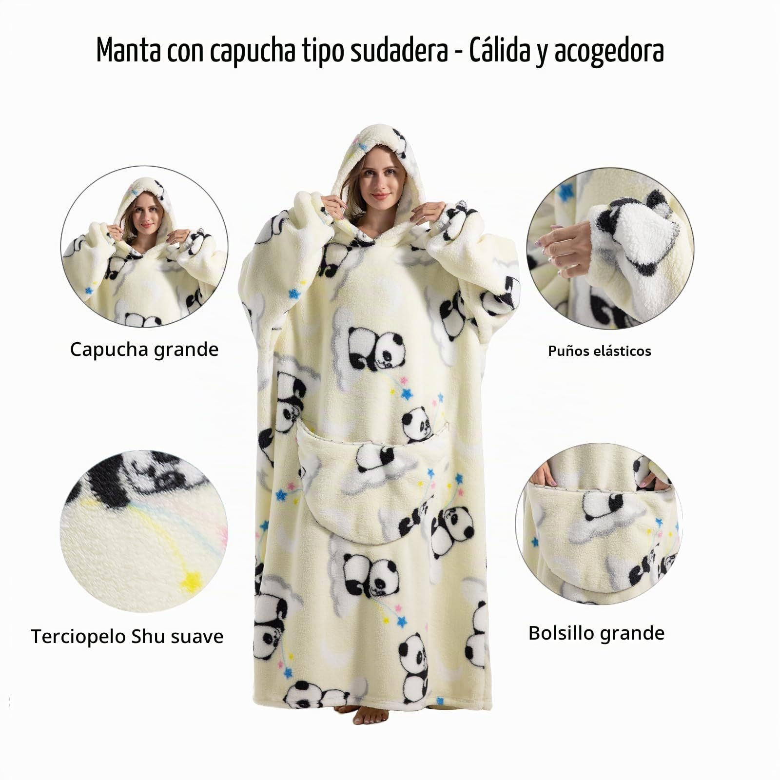 Manta extralarga de gran tamaño con capucha, mangas y bolsillos, para llevar puesta | Sudadera de felpa para adultos, regalo para mujeres y hombres