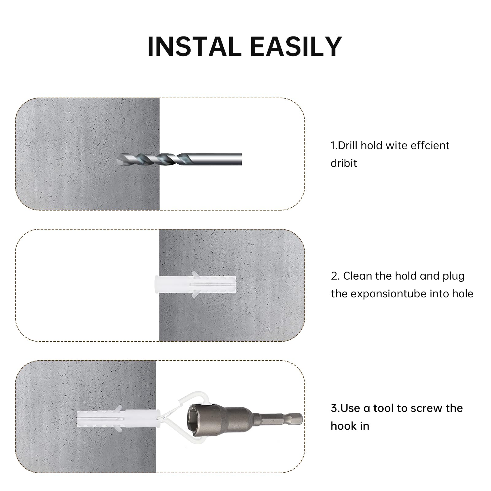 CANGCANG 30PCS Heart Premium Screw-in Hooks with Safety Lock, Heavy Duty Black Metal Ceiling Hooks for Hanging Plants Lights - Image 3