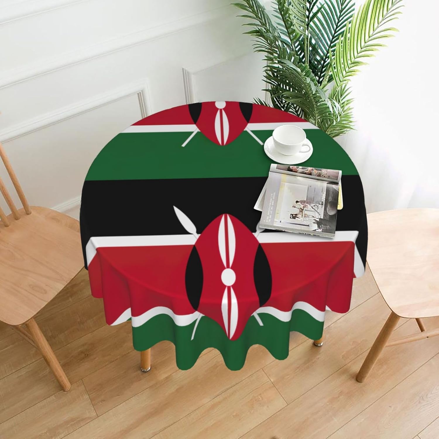 Flag of Kenya Print Wrinkle Free Dining Table Cover for Birthday Party Farmhouse Tablecloths Up to 60 x 60 Inches
