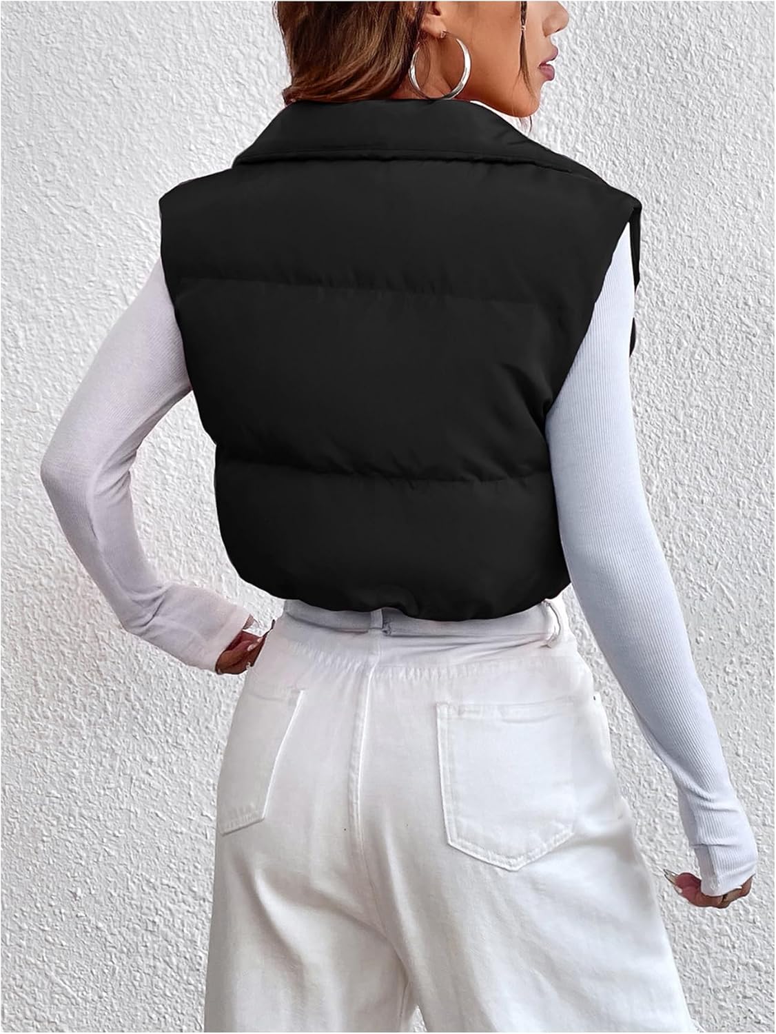 SHENHE Women's Cropped Puffer Vest Y2K Zip Up Turtleneck Sleeveless Puffy Vest Jacket Outerwear - Image 2