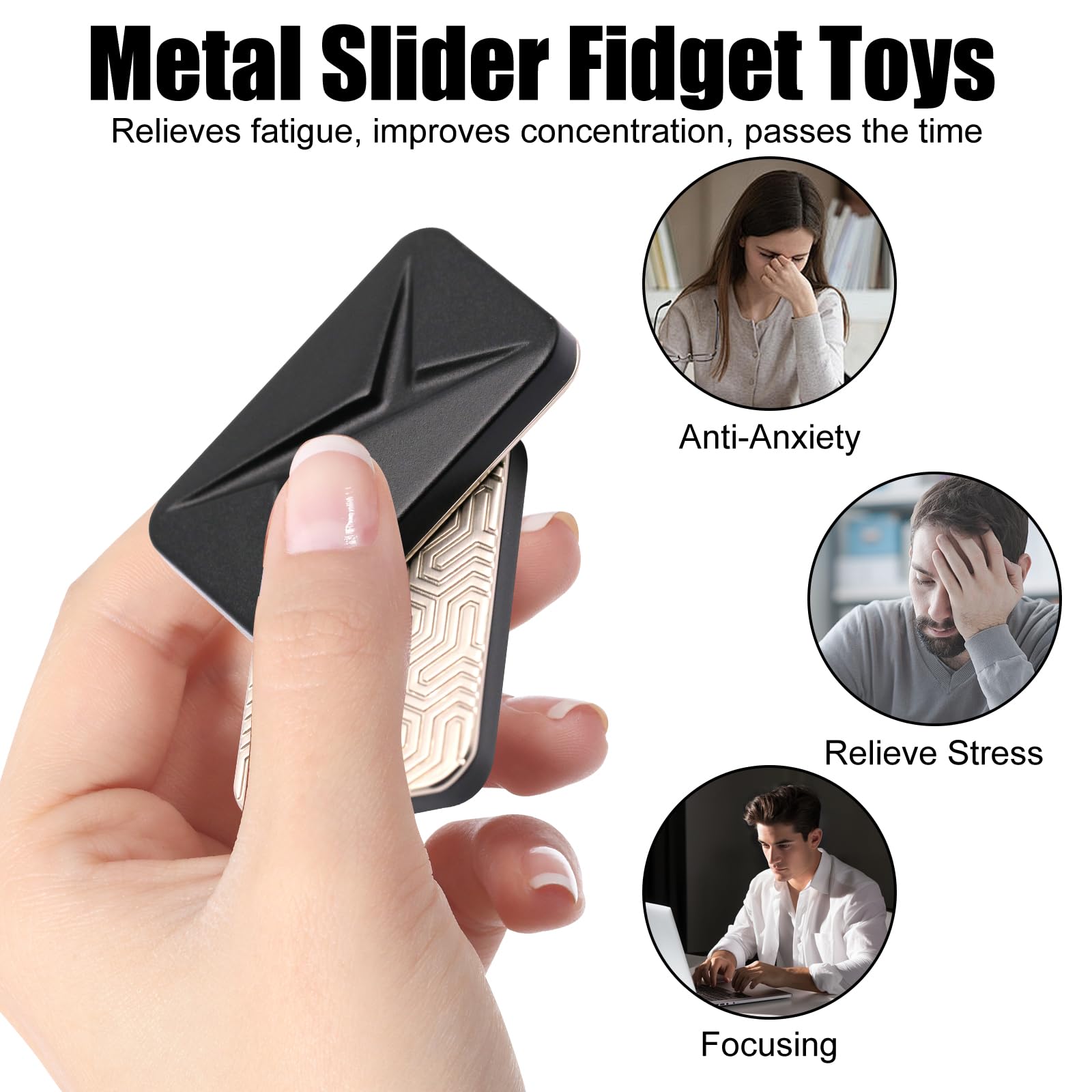 OBEST Fidget Slider EDC Toys, zabawka przeciwlękowa dla dorosłych, zabawka dla autyzmu i TDHD, prezenty dla młodzieży (czarne)
