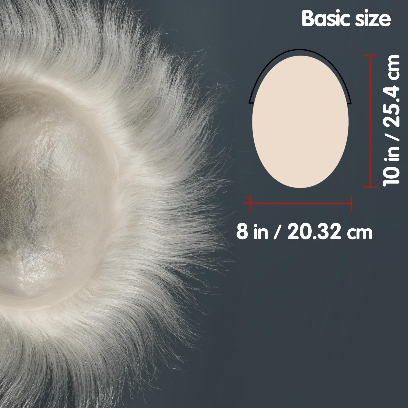 Lordhair Grey White Hair Toupee Hairpiece for Men 0.06mm Thin Skin V-looped Human Hair 8x10 Inch Light Medium Density Hair Replacement System - Image 4