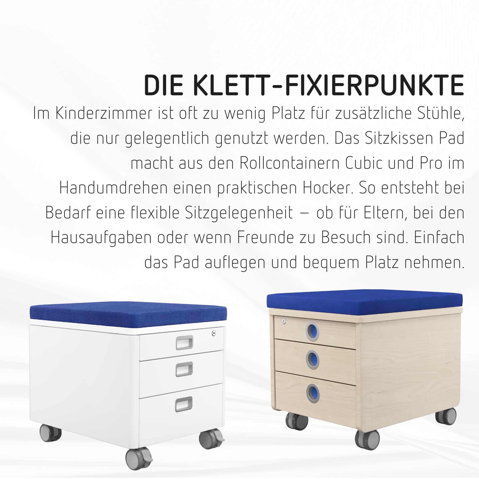 Moll Pad Sitzkissen für Rollcontainer | Bequeme Sitzauflage für Pro & Cubic | abnehmbar & pflegeleicht | ideale Ergänzung Kinderschreibtische | Made in Germany