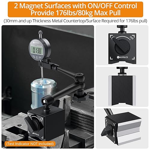Miniatura 3 de Neoteck Soporte De Base Magnética Para Indicador De Dial Digital Pro-176lbs80kg Fuerza De Tracción - Negro