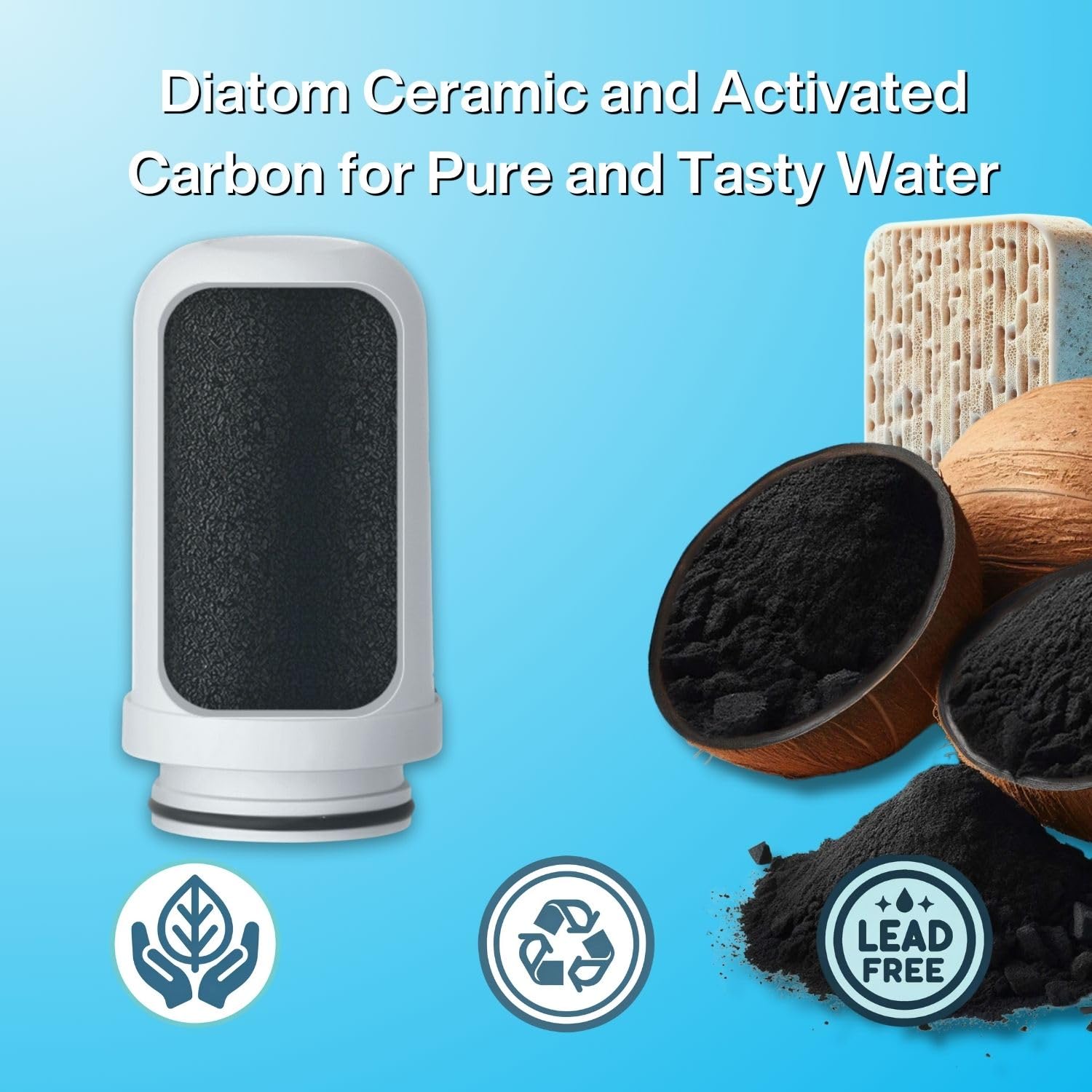 Wassaplus® SC Filter - Confezione da 2 cartucce di ricambio - carbone attivo e ceramica di diatomee - purezza e sapore superiore per la tua acqua
