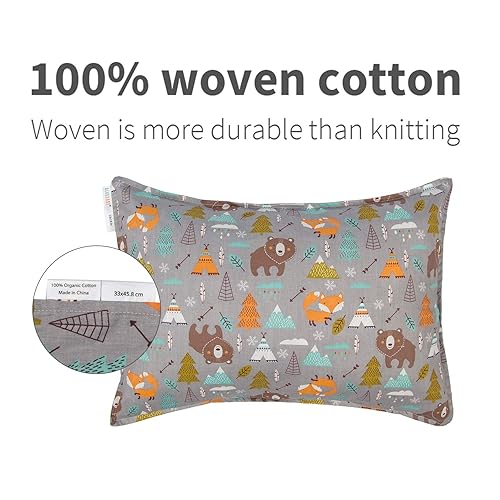 Miniatura 2 de ALVABABY Fundas de almohada de algodón para niños pequeños que se adaptan a 14 x 19 o 13 x 18 pulgadas, almohadas de ropa de cama para niños,