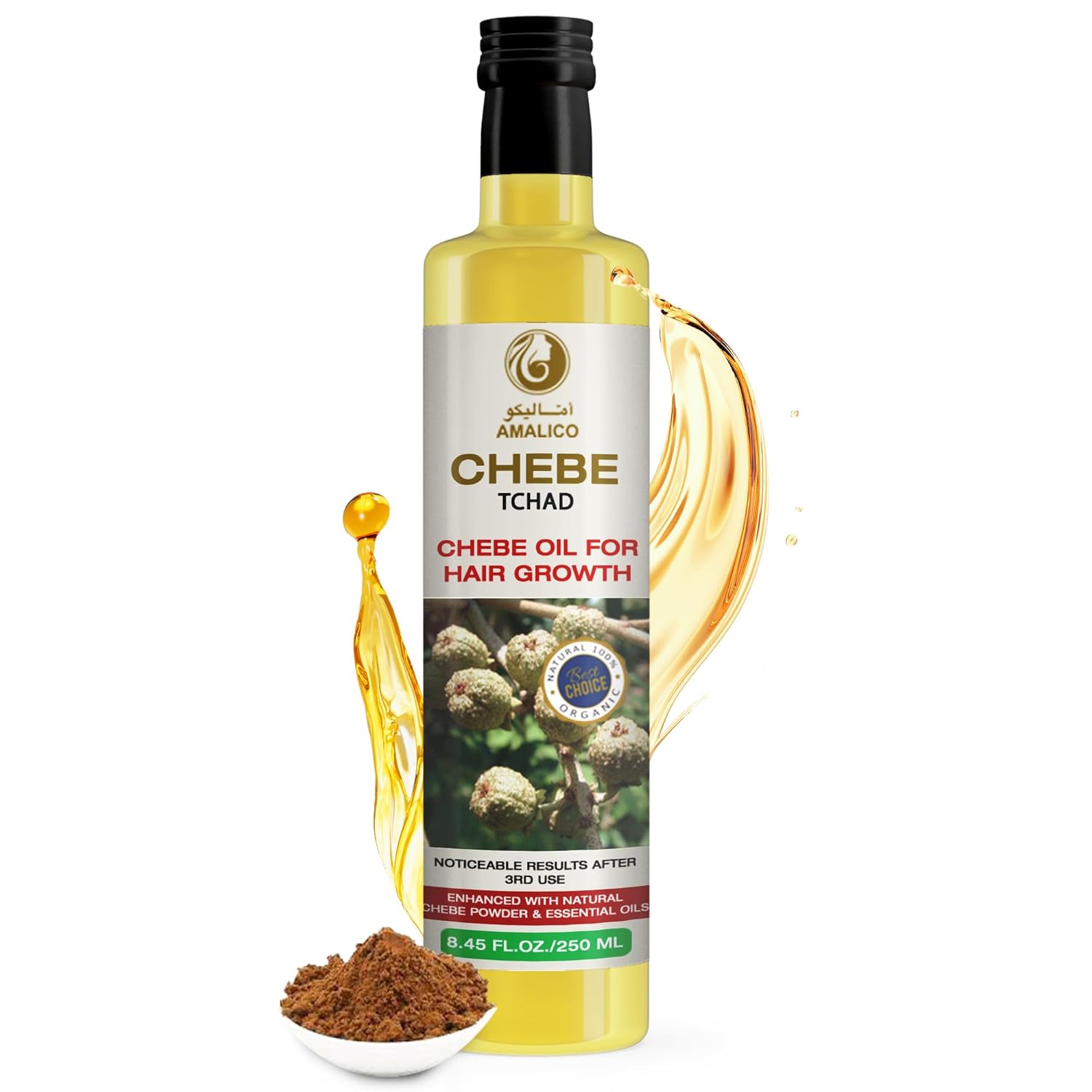 Chebe Powder Hair Oil for Hair Growth (8.45 FL .OZ.) Readytouse 9 in 1 Hair Growth