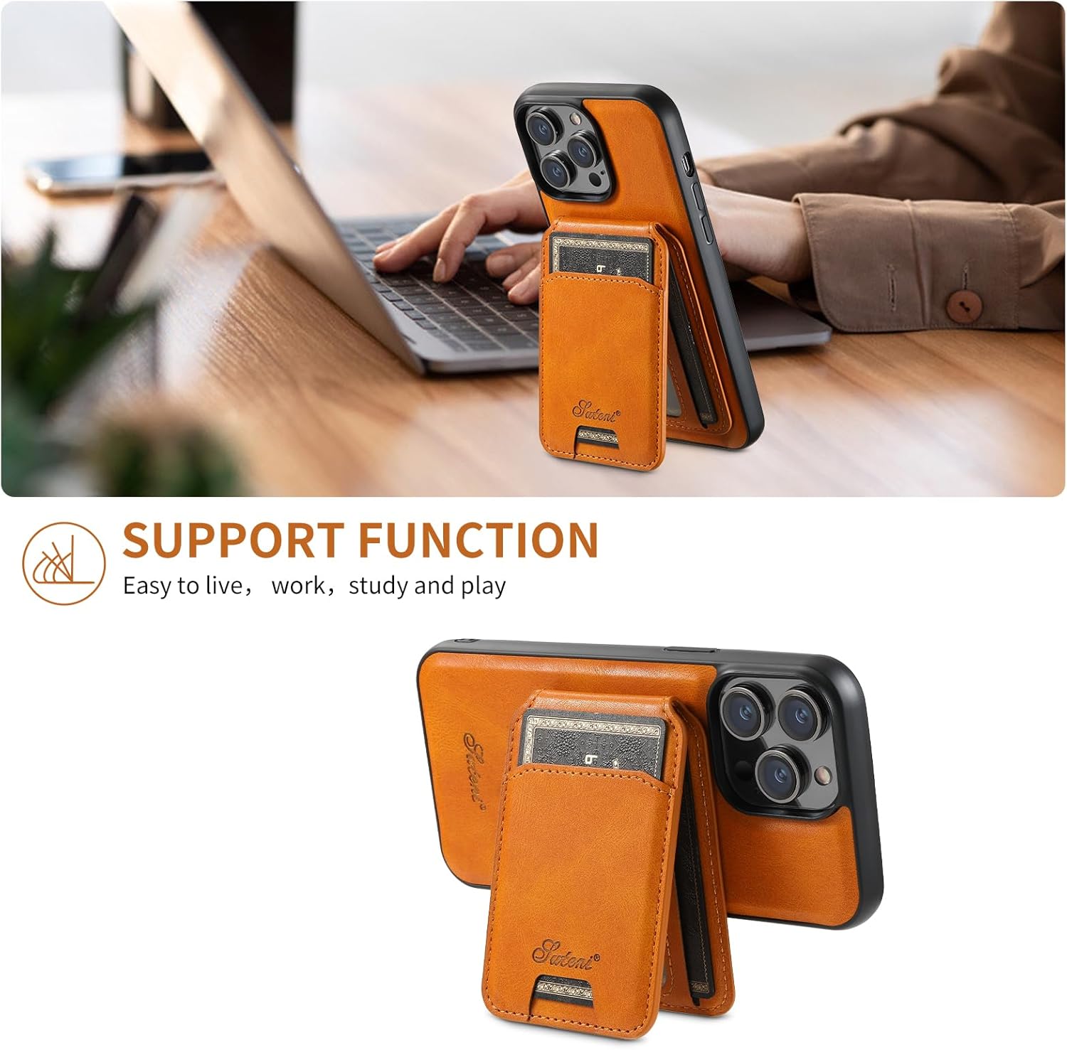 Compatible with iPhone 16 Pro Wallet Case, Magnetic 2 in 1 Detachable Card Holder Case with MagSafe, Vintage Leather RFID Blocking Flip Kickstand Case for Men Women, 6.3 Inch Khaki