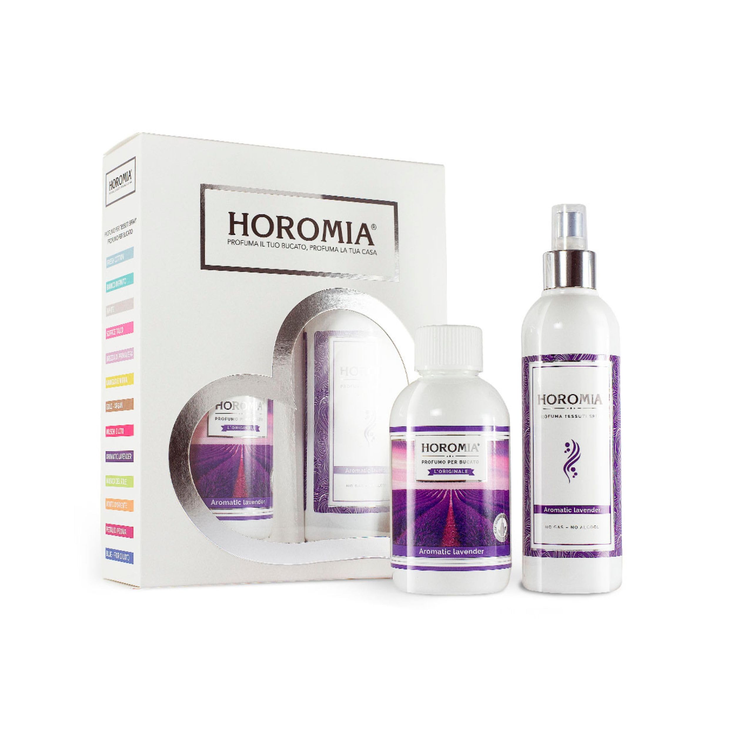 HOROMIA Horotwins Wäscheparfum 250 ml und Deo-Spray 250 ml – Aroma-Lavender Geschenkbox