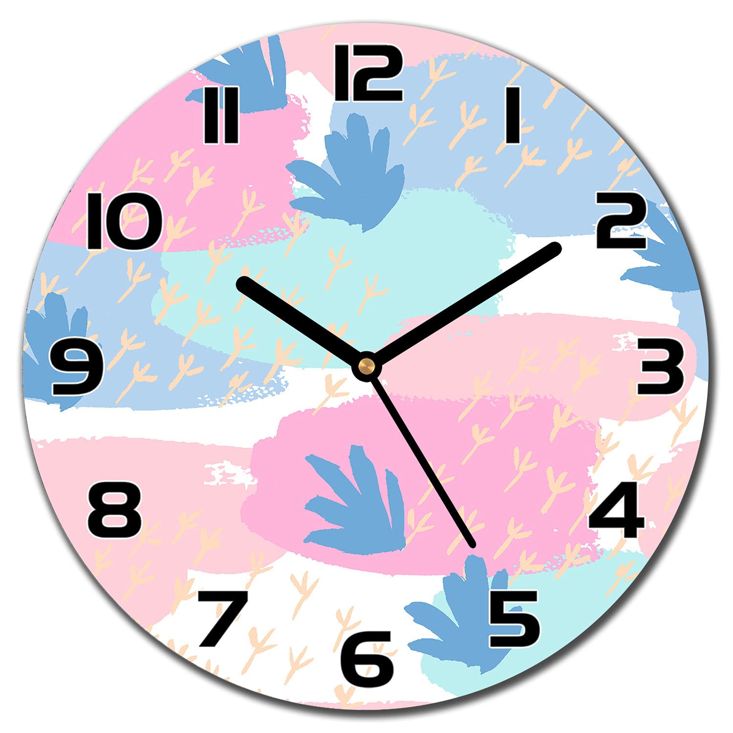 Horloge murale en verre 30 cm Coloray avec aiguilles noires pour cuisine moderne