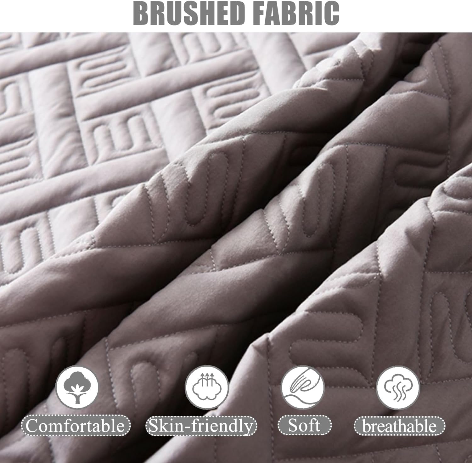 Mattresses Cover for Bed Grey,180x200+25cm(King),Zippered Mattress Protector Double/King Size Non Slip Quilted Mattress Encasement Mattress Topper for Bedroom