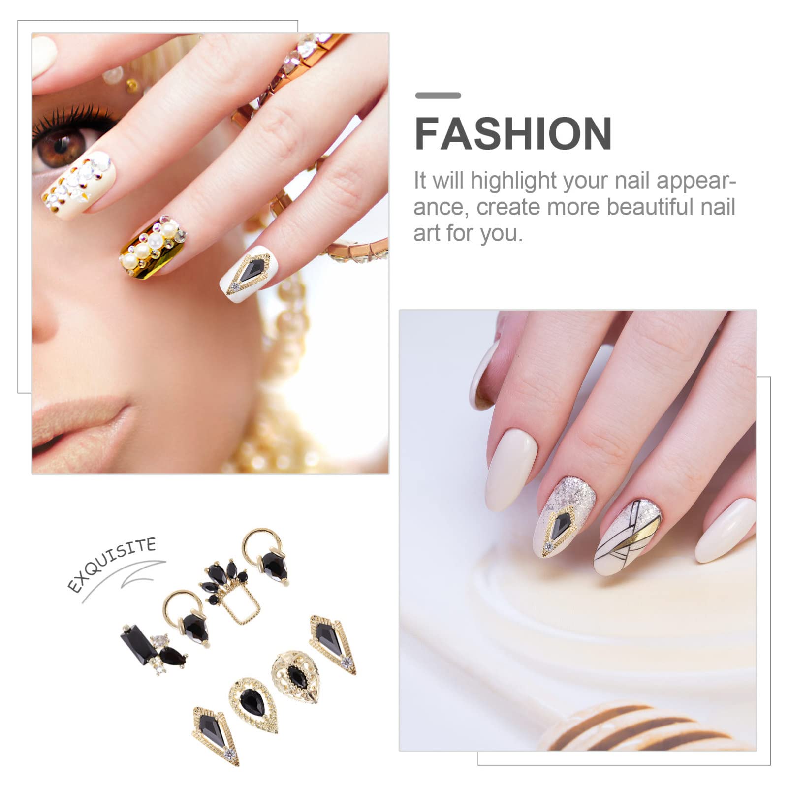 2 Set Charm Per Nail Art Zirconi Decorazioni Per Unghie Piatte Stile Casual Per Manicure Creativa E Progetti Te 8 Pezzi * 2