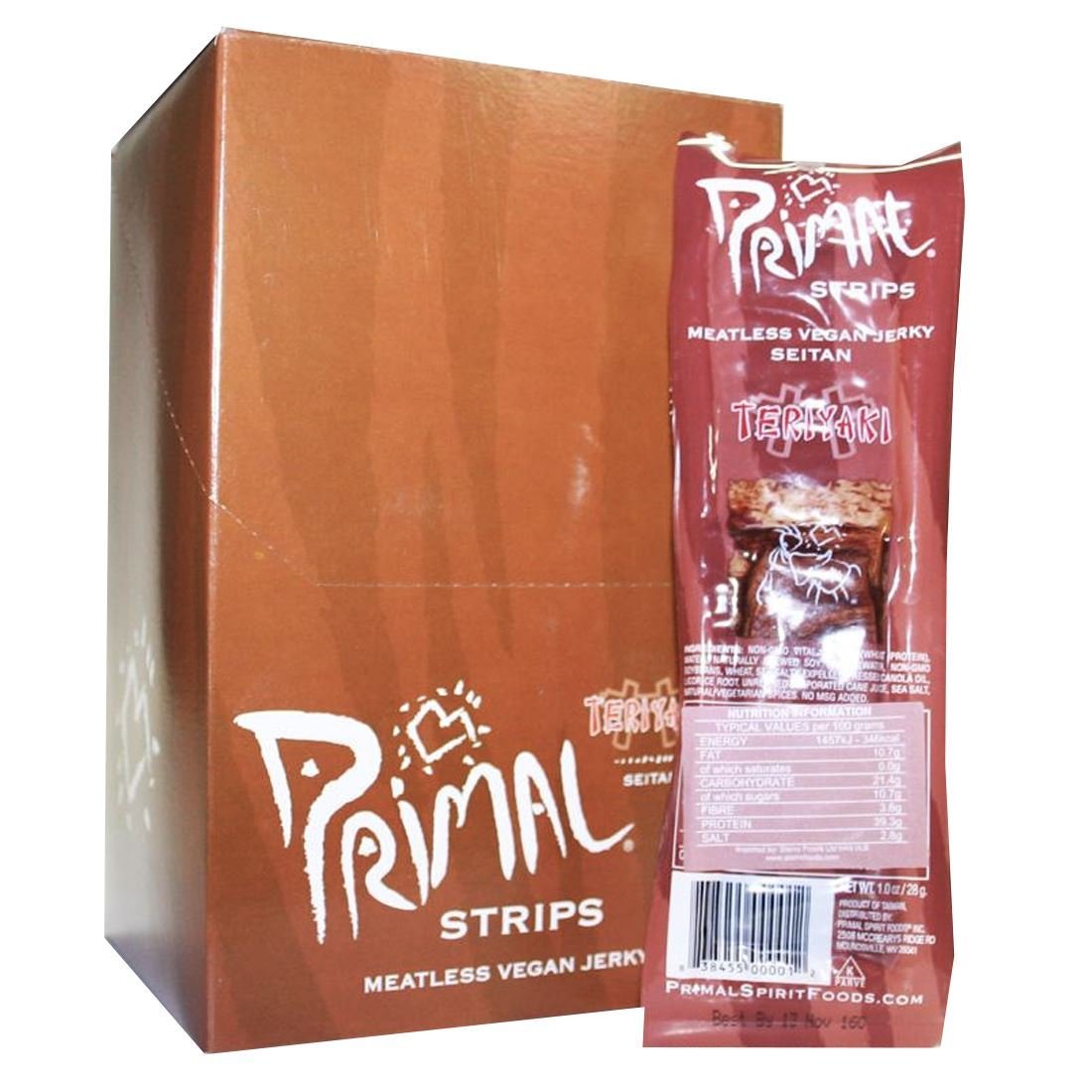 Primal Vegan Jerky | Seitan - Teriyaki Jerky | 11 x 28g