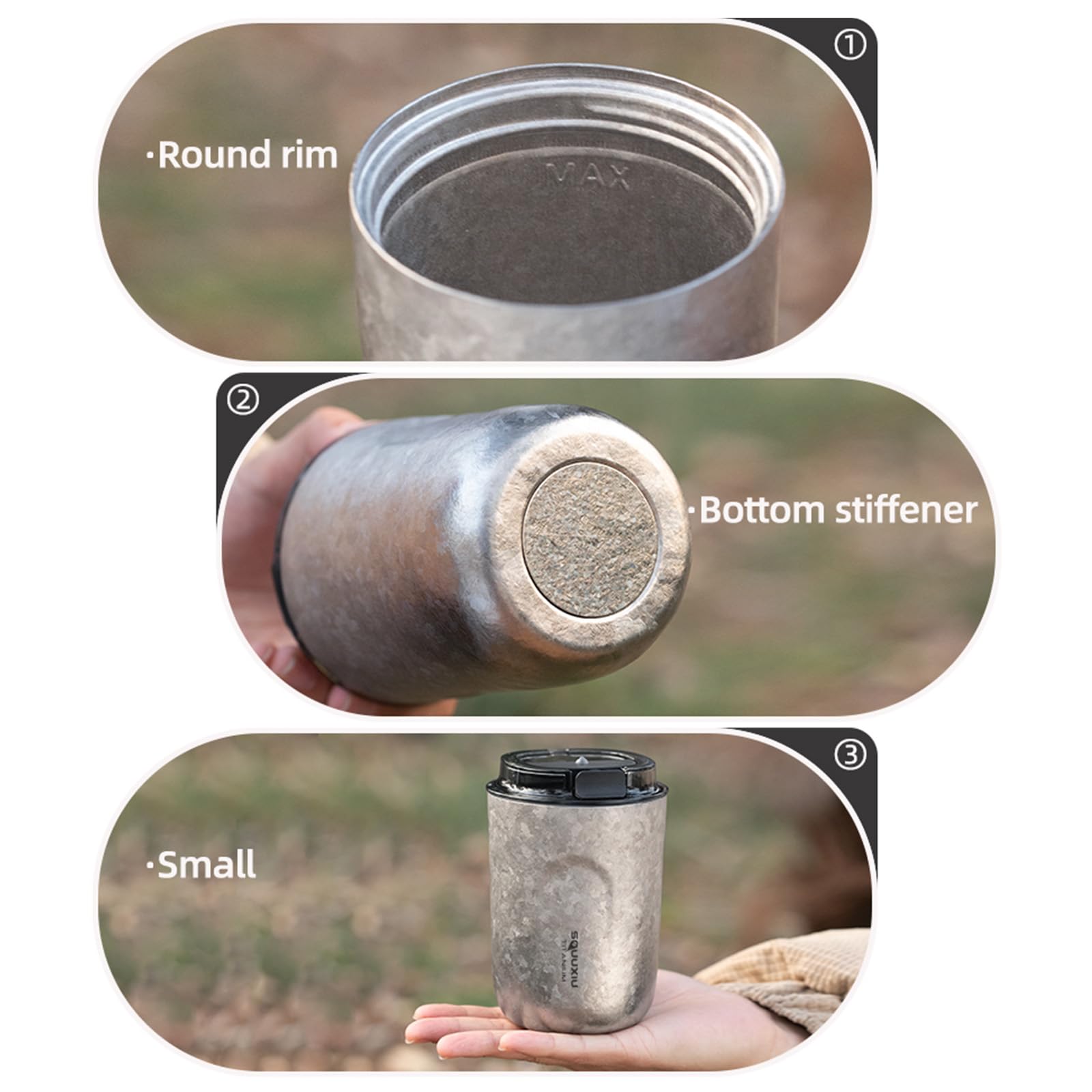 Reisebecher, isoliert für Heißes und Kaltes, tragbare Reisekaffeebecher aus reinem Titan, Ultraleicht, Gesundheitsauswahl, auslaufsicheres Design