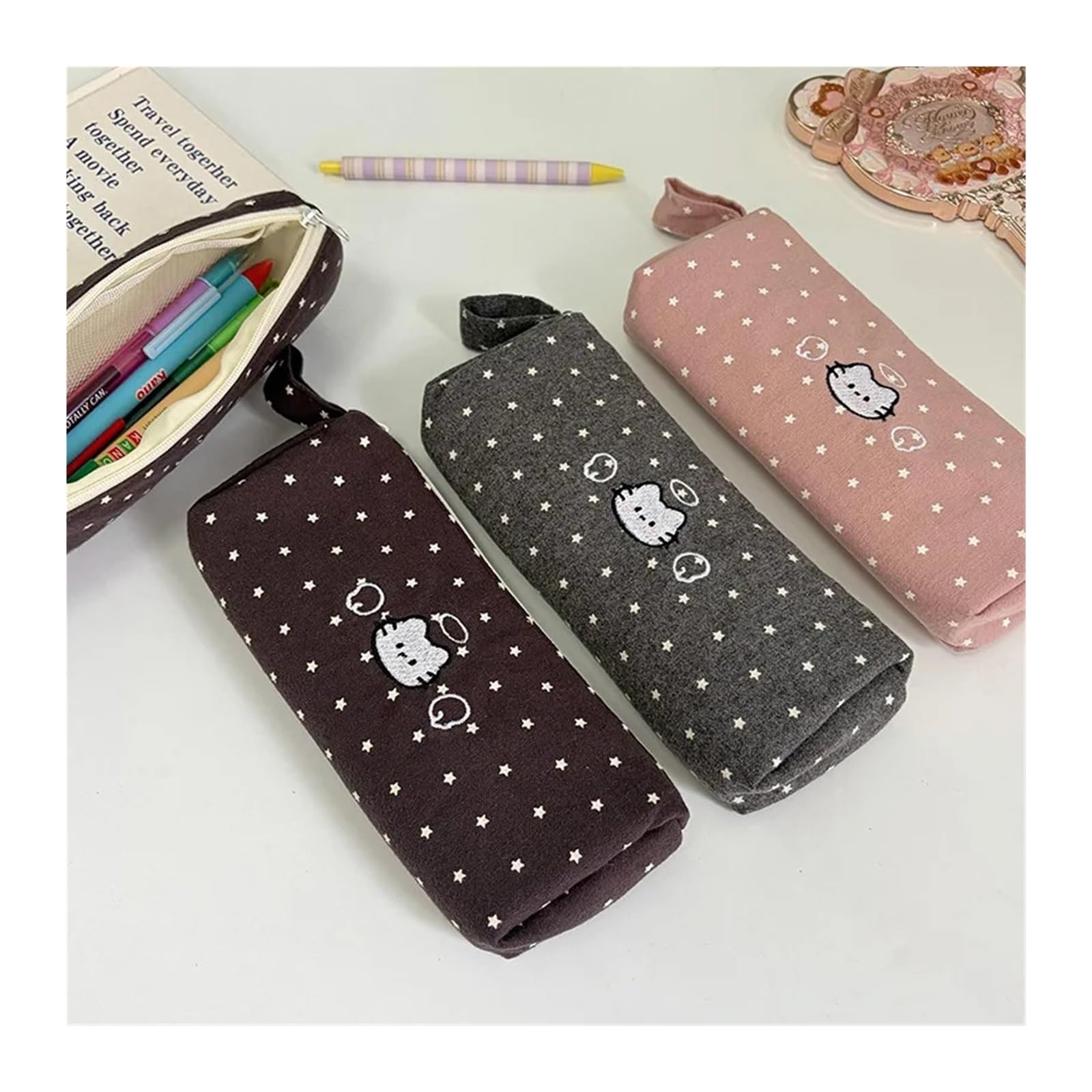 Astuccio con stampa gatto for studenti | Stile Ins, custodia multiuso for trucchi/cancelleria, portatile, regalo for il rientro a scuola(S1)