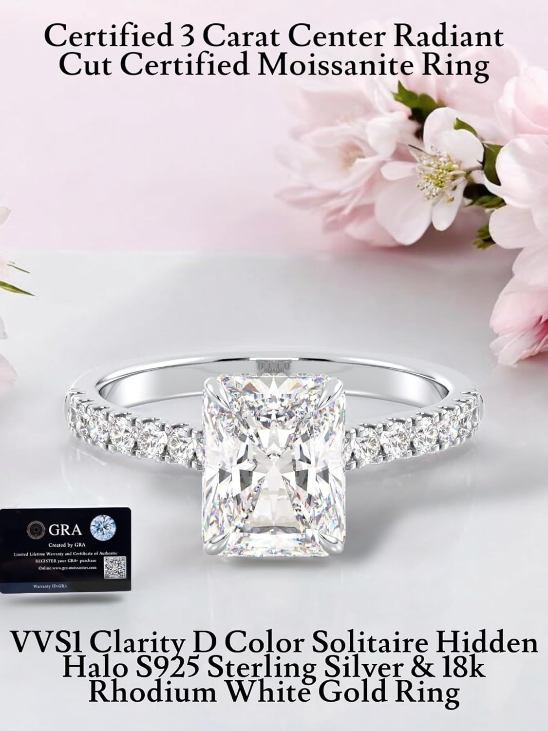 Certified 0.87- 4.8 Carat Moissanite Engagement Ring for Women, D Color VVS1 Clarity, 925 Sterling Silver With 18K Gold Rhodium Plated Solitaire Promise Ring for Wedding, Anniversary, Mother’s Day - Image 8