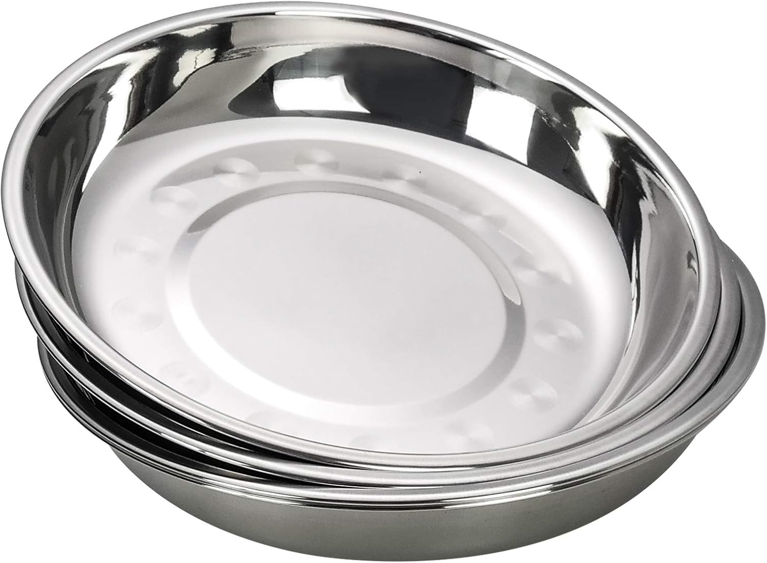 Dehouse Kitchen Dinner Plates, Stainless Steel Round Plates, 4Pack