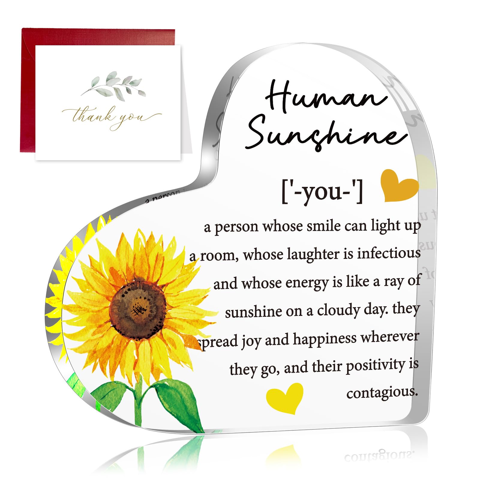 Fall Thank You Acrylic Decor Gifts for Women, Human Sunshine Inspirational Motivational Gifts for Doctor Nurse, Appreciation Birthday Sunflower Gifts