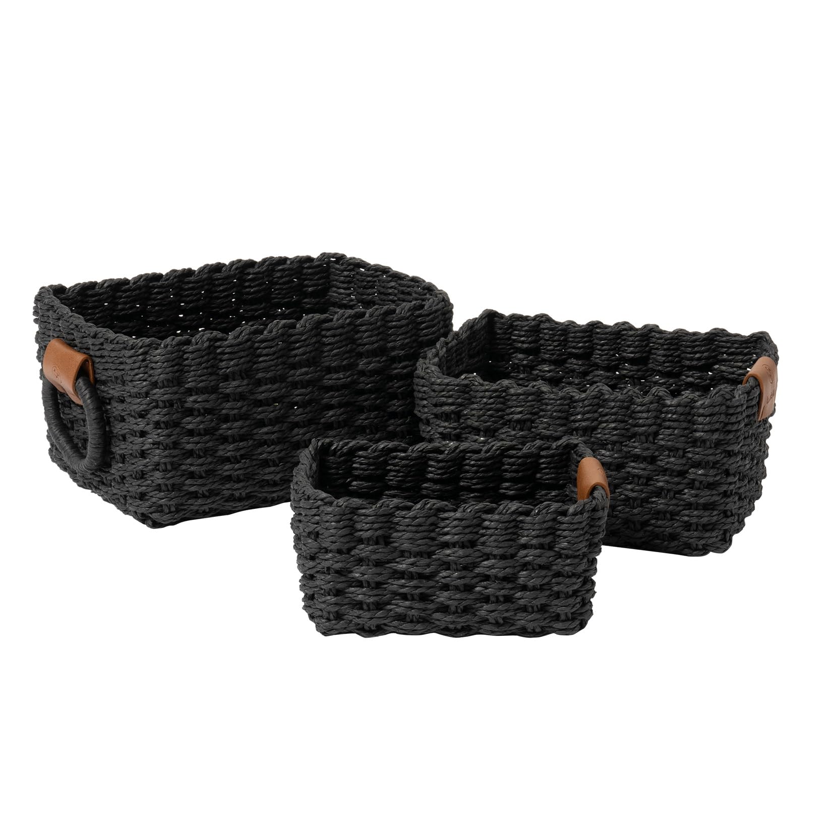 my colorful basket 黒　ブラック Amazon.com: La Jolie Maison Small Black Wicker Baskets Set of 3