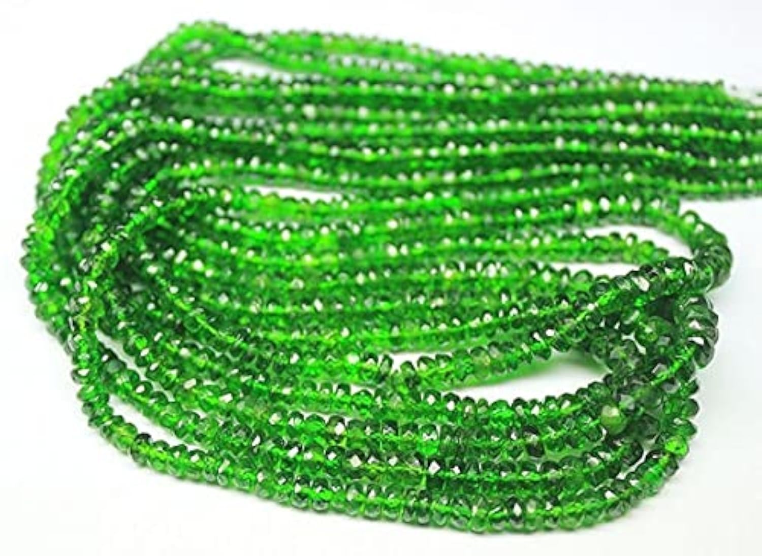 Perles diopside vert chrome rondelles facettées 3-4mm pour fabriquer un cadeau anniversaire unique