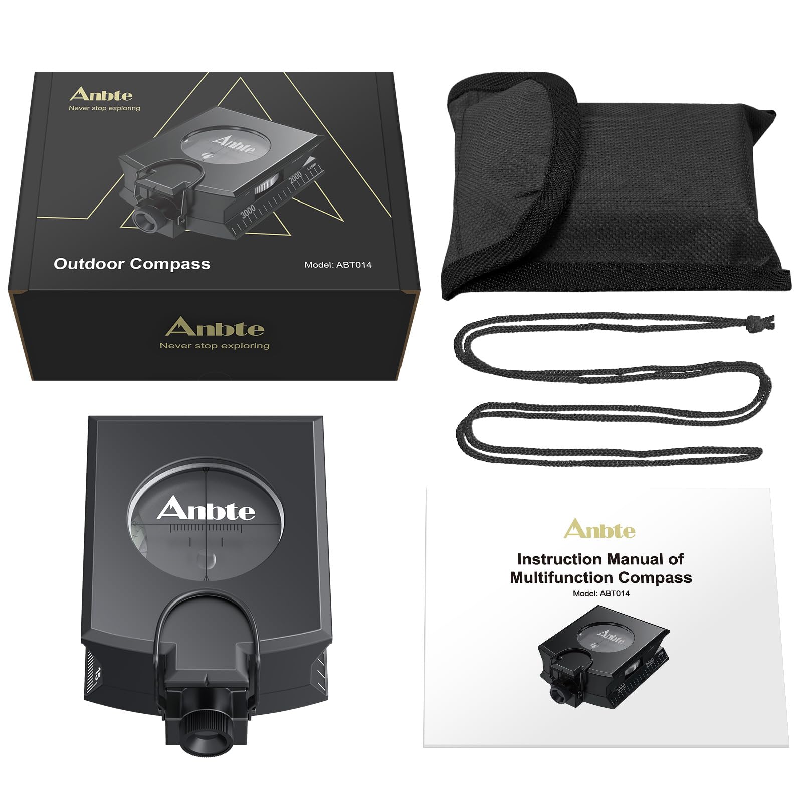 Anbte Kompass Militär mit Klinometer Professioneller Marschkompass IP65 Compass mit Tragetasche Wasserdicht Navigation Compass für Jagd Camping Wandern Outdoor-Aktivitäten