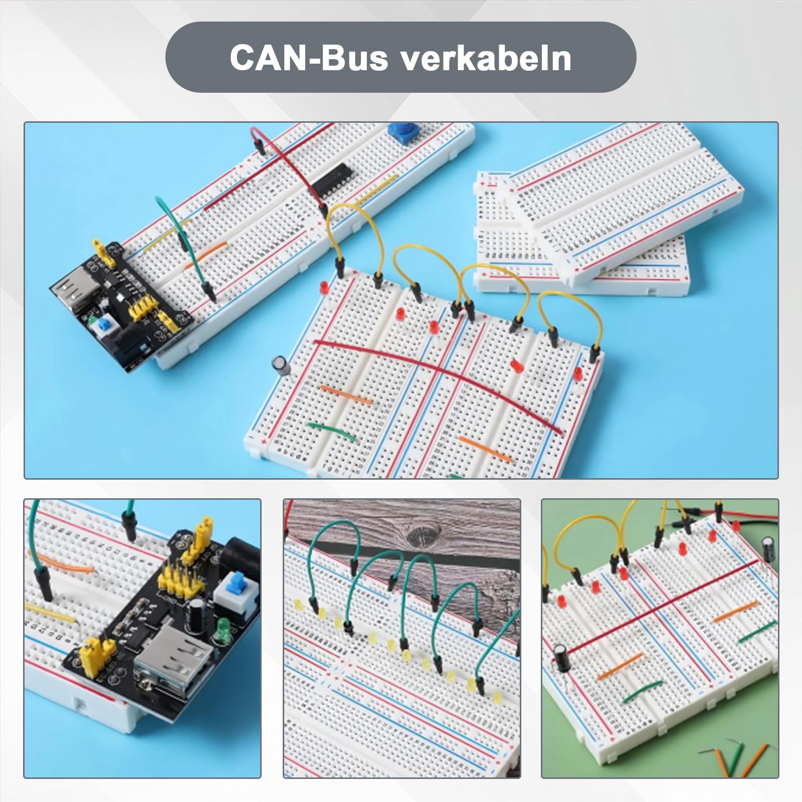 6 mini breadboard kit 170 e 400 punti + 1 breadboard 830 punti senza saldatura + 65 ponticelli flessibili, elettronica compatibile con Arduino, progetti fai da te