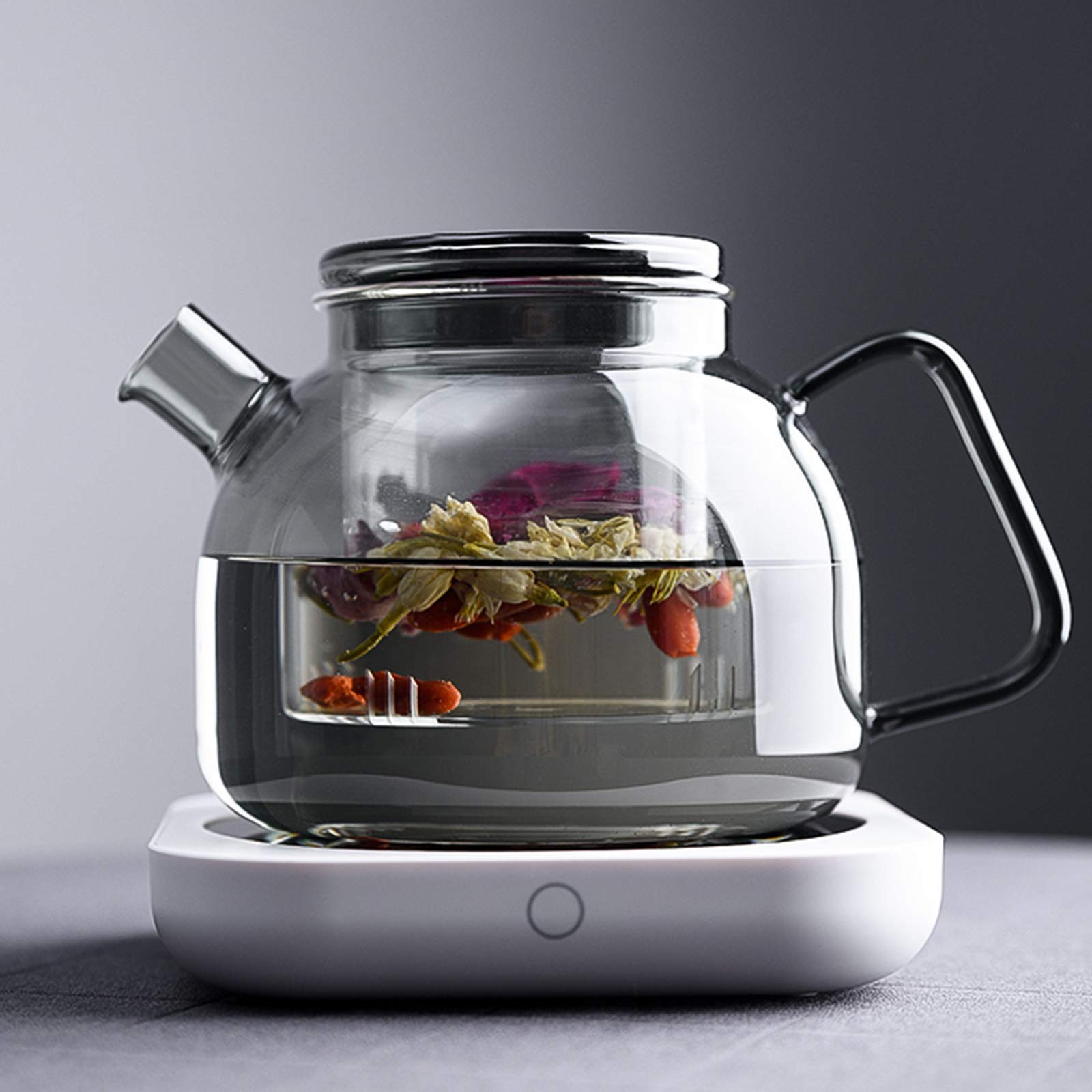 Chauffe-Tasse Électrique Mug Warmer Verre Réglage de la Température en Deux étapes, Interrupteur Intelligent, Mise Hors Tension Automatique de 8 Heures,Square,Small Teapot（900ML）