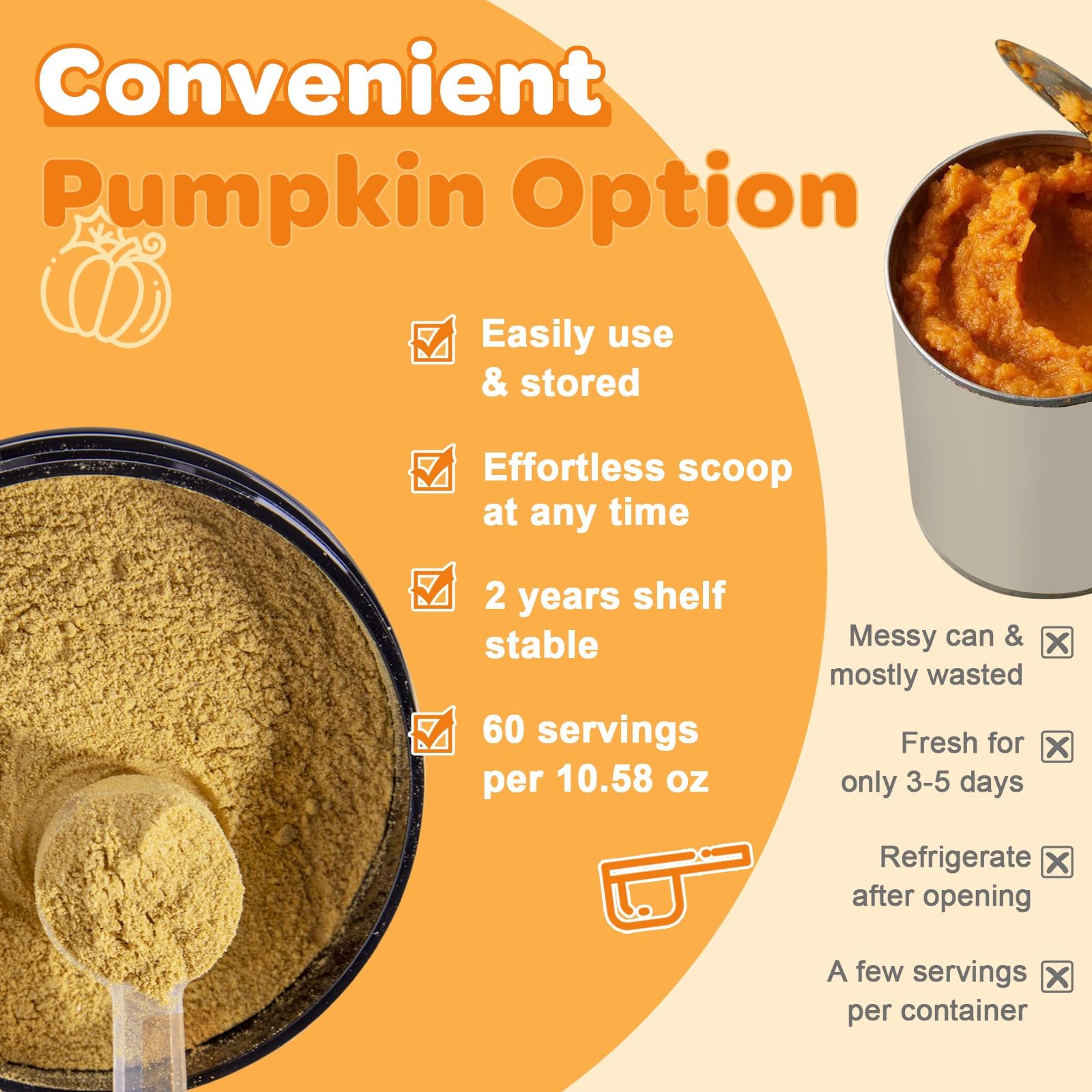 ZEBORA Pumpkin for Dogs - Natural Fiber for Dogs and Cats, Apple, Dog Probiotics for Digestive Health, Support Firm Stool, Diarrhea, Constipation, Add Water to Make Pumpkin Puree for Dogs, 10.58 oz - image 4