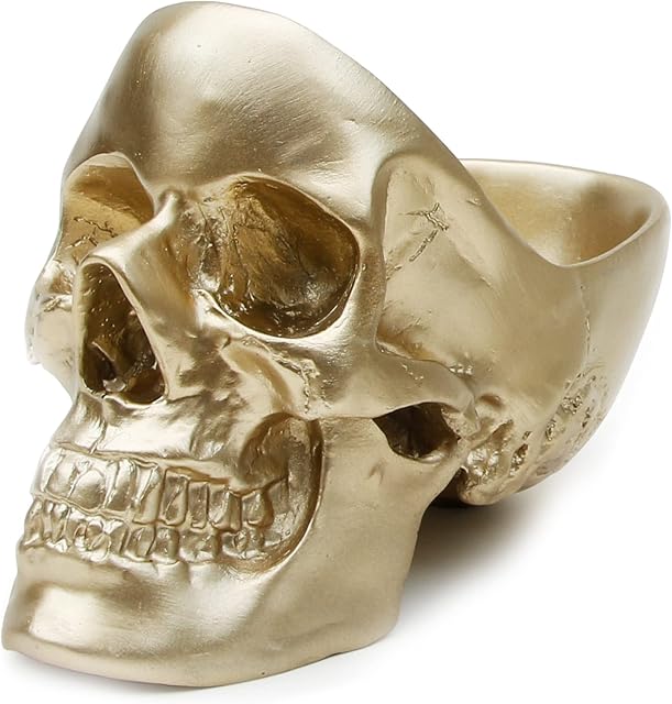 Suck UK | Skull Tidy Jewellery Organiser & Key Bowl | Goth Decor & Bedside Table Accessories Holder | Gothic Home Decor Accessories | Gothic Gifts | Skull Decor Trinket Tray | GOLD