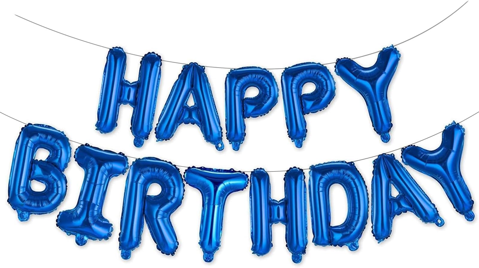 Happy Birthday Banner (3D Blue) Mylar Foil Letters | Inflatable Party Decor and Event Decorations for Kids and Adults | Reusable, Ecofriendly Fun