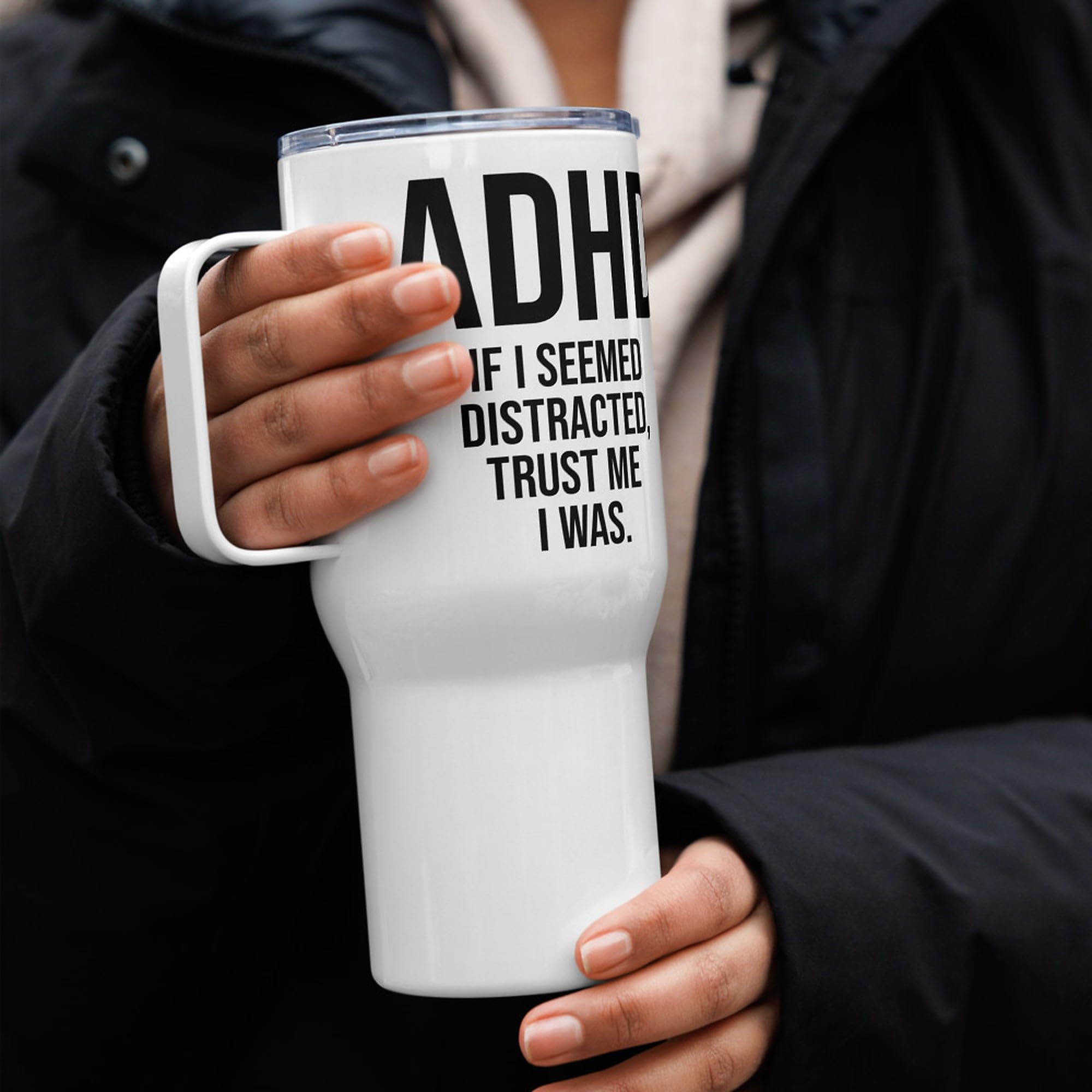 Taza de Viaje TDAH con Asa, Regalo de Concienciación para Adultos con TDAH