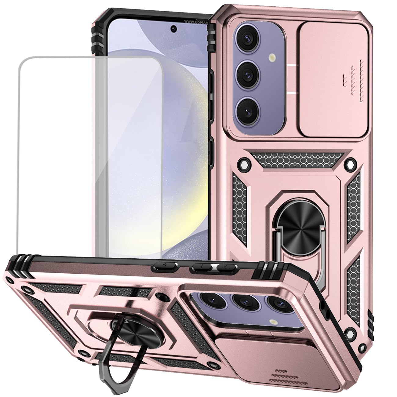 Coque Samsung S24 FE à cache objectif coulissant et anneau magnétique intégré - 8