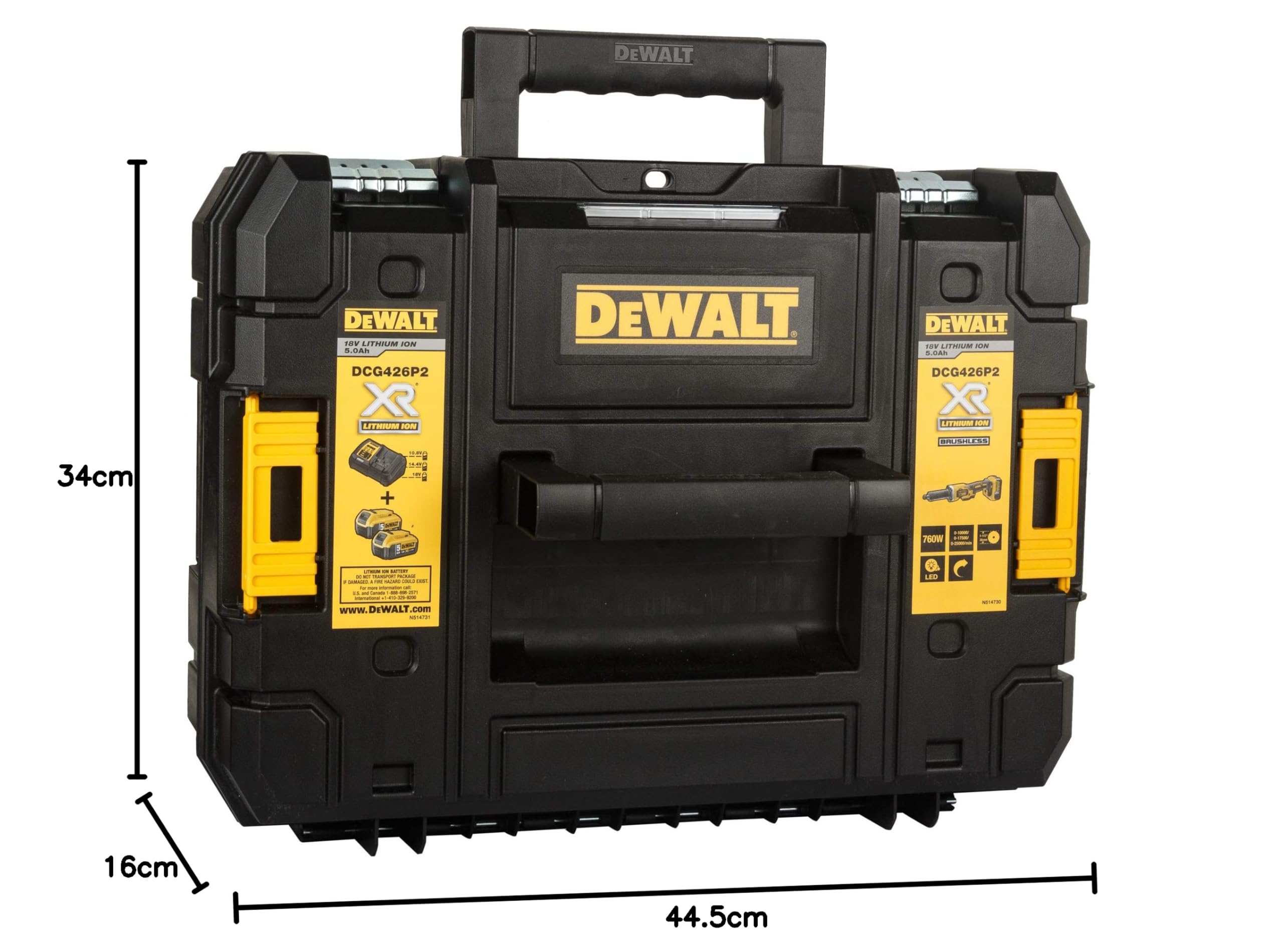Meuleuse droite DEWALT DCG426P2 XR 18V (2 x 5Ah) Brushless en Coffret