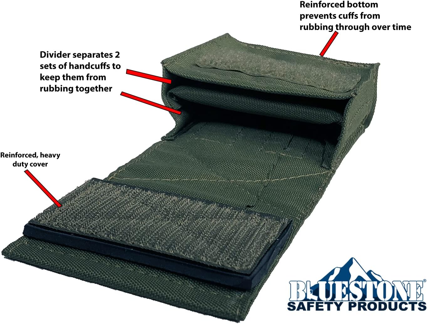 Nylon Double Handcuff Molle Pouch - Molle Double Handcuff Pouch Case Holds 2 Sets of Cuffs - Tactical Pouch for Police Load Bearing Vests and External Vest Carriers - (Forest Green)