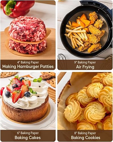 Miniatura 5 de Paquete de 220 hojas de papel pergamino sin blanquear para hornear con 250 rondas de papel pergamino de 8 pulgadas. Papel pergamino redondo