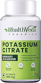 Health Veda Organics Potassium Citrate 800Mg I 60 Veg Tablets I Support Nerve, Muscle, Joints and Bone Health I Helps Manage Electrolytes | For Both Men & Women