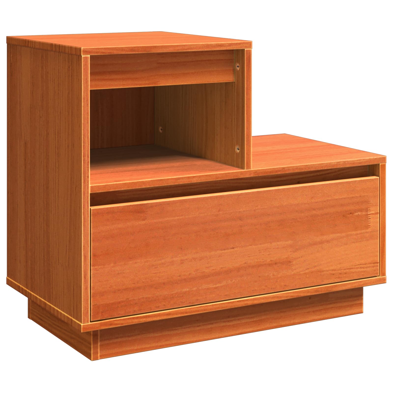 Table de Chevet Marron Cire 60x34x51 cm | Meuble de Nuit Rustique avec Tiroir