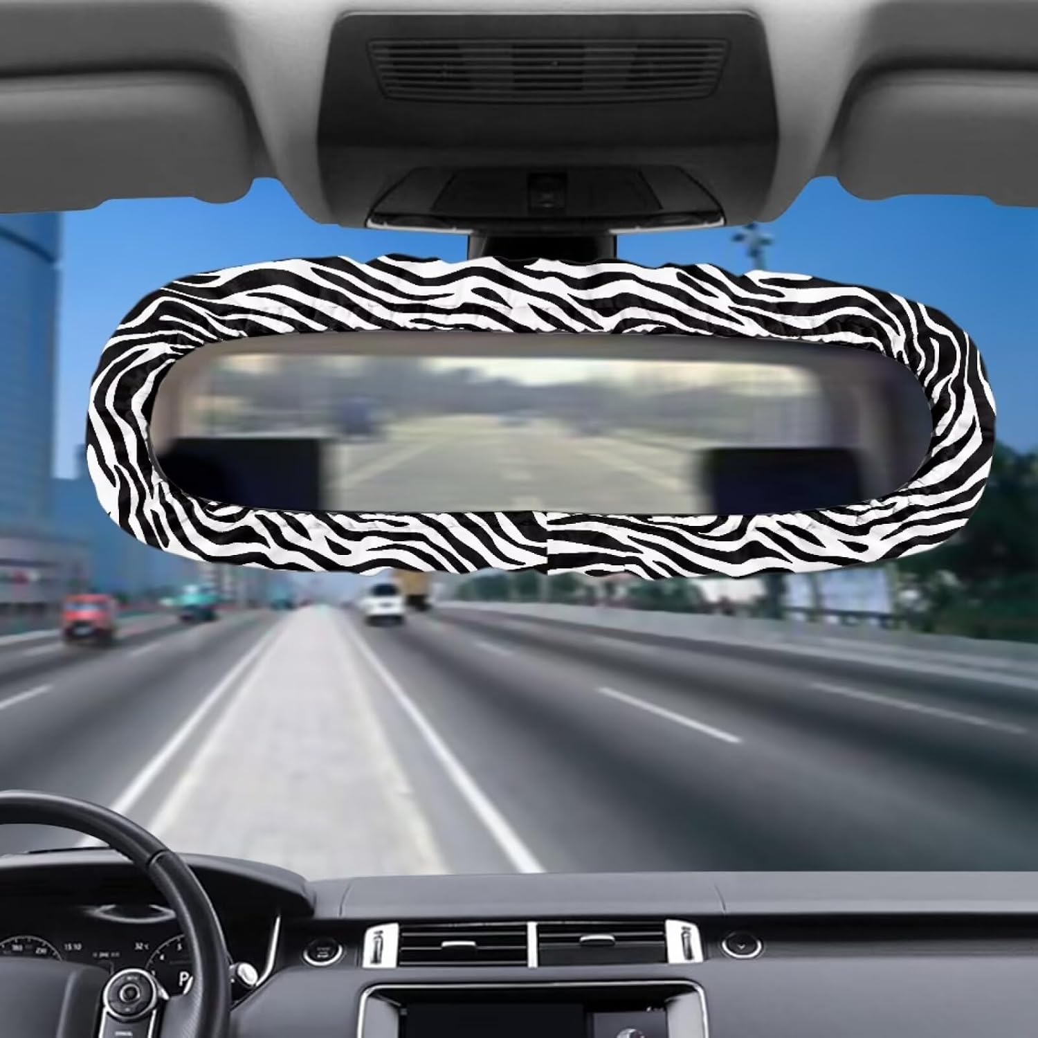Zebra Print Car Rear View Mirror Cover Interior Accessories for Women Fashion Elastic Rearview Mirror Sleeve Protector Anti Dust and Fingerprints for SUV Vehicle Sedan Truck image 3