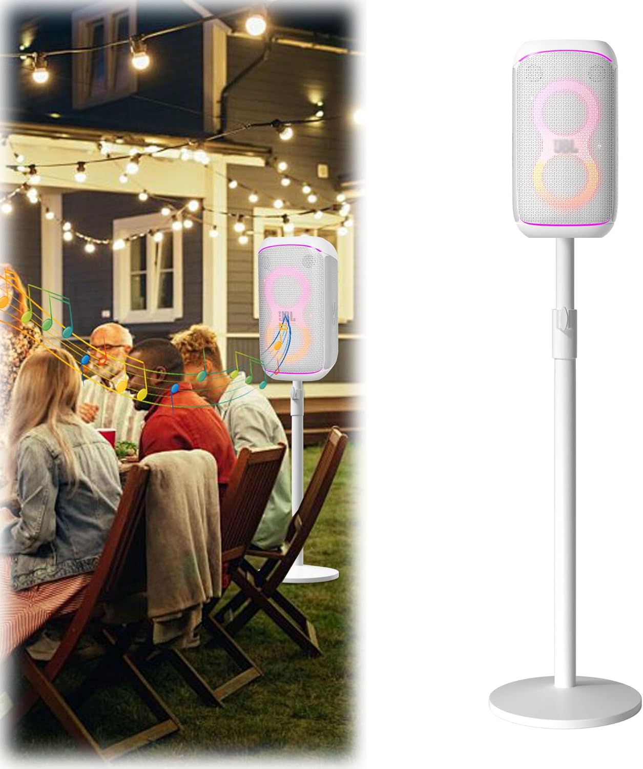 All-Metal Adjustable Speaker Stand for J-BL Partybox 120/320 (White) – Heavy-Duty Pole Stand with Wide Base, Height Adjustable up to 36.22" (Stand Only, No Speaker Included)