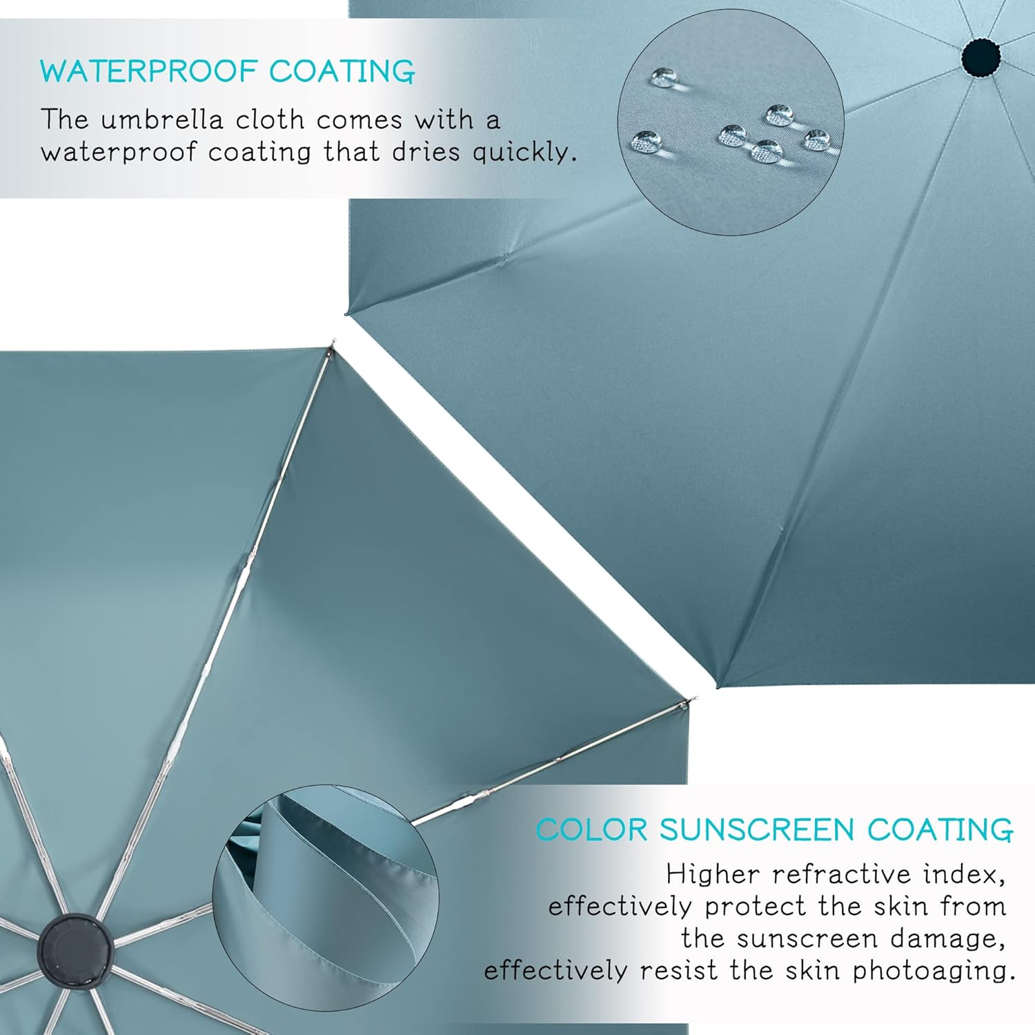 FDJASGY UV Sun Umbrella Compact Folding Travel Umbrella Auto Open Close Compact Folding Rain Umbrellas for Women Men Blocking UV 99.98% - Image 3