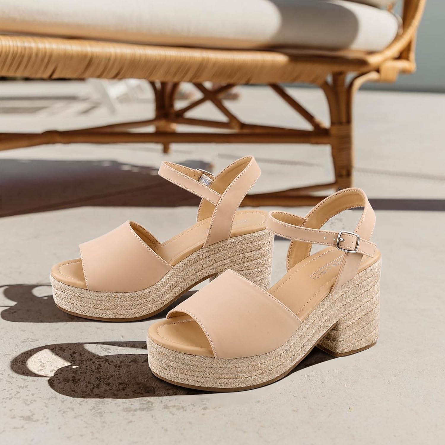 BCTEX COLL Espadrille Wedge Sandals Platform Casual Dressy Open Toe Ankle Strap Sandals for Women