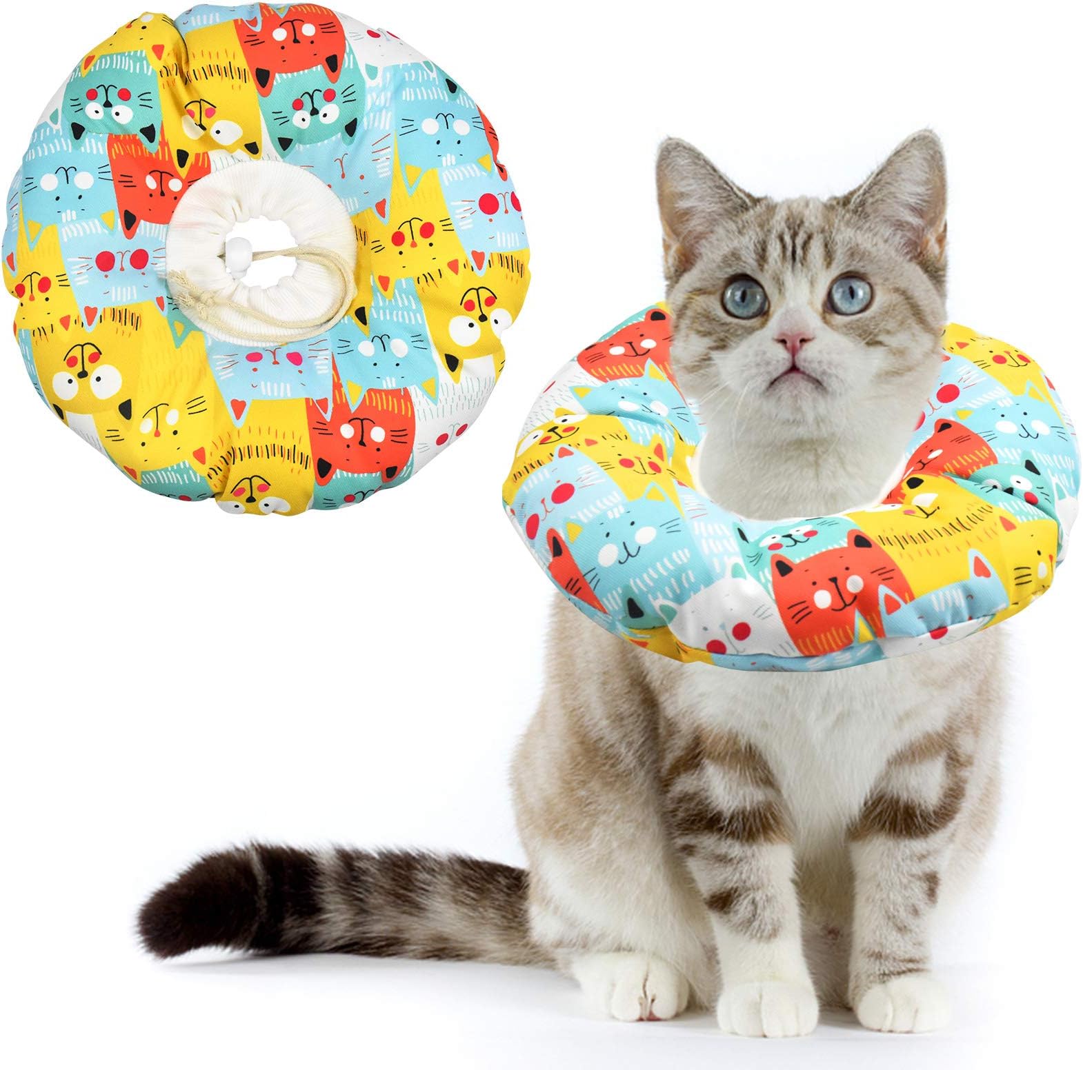 SLSON Cat Cone Soft Pet Recovery Collar Cotton Protective Cat Cone